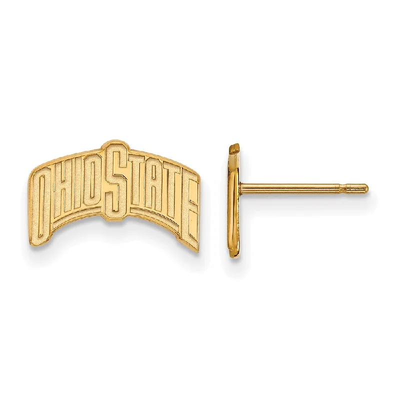 Women’s modern earrings-14k Gold Plated Silver Ohio State University Small Post Earrings