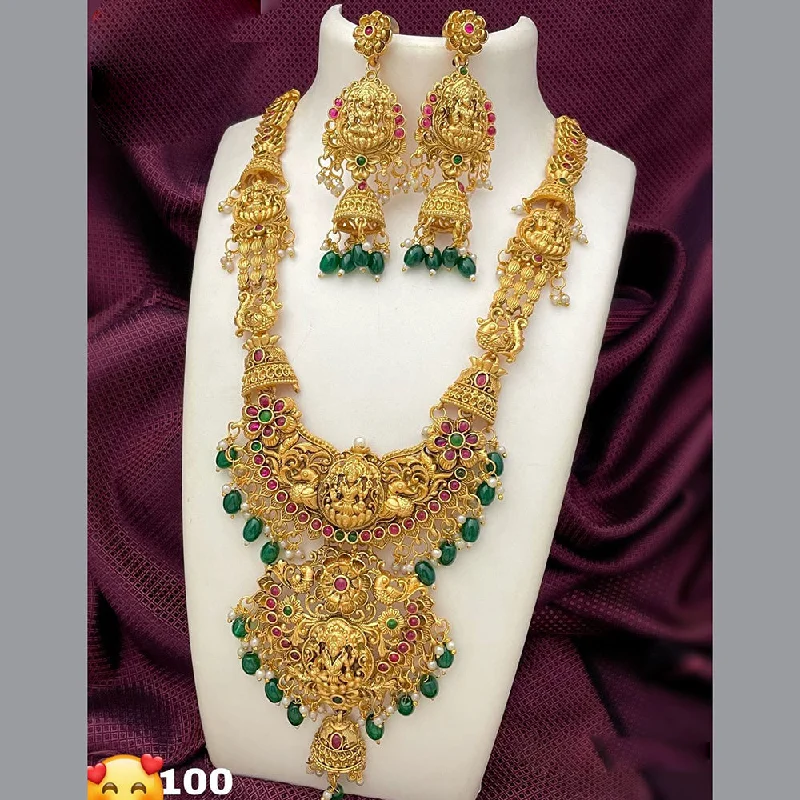 Women’s butterfly necklace-Manisha Jewellery Gold Plated Temple Long Necklace Set