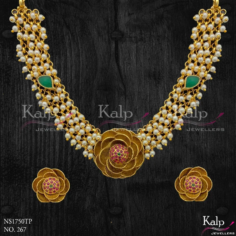 Women’s heart-shaped necklace-Kalp Jewellers Copper Gold Plated Necklace Set