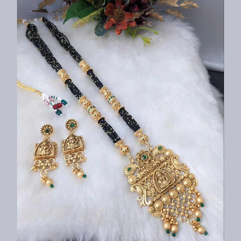 Women’s eco-friendly necklace-Aamrapali Gold Plated Long Temple Necklace Set