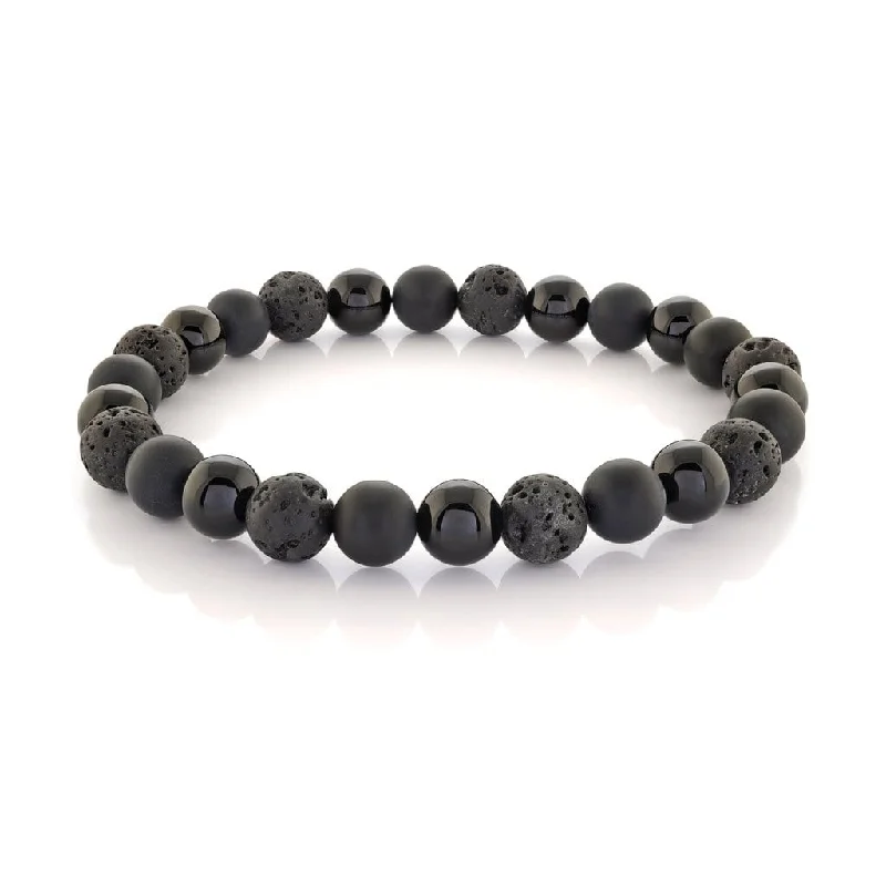 Women’s custom charm bracelet-Lava Stone and Black Onyx Men's Beaded Bracelet