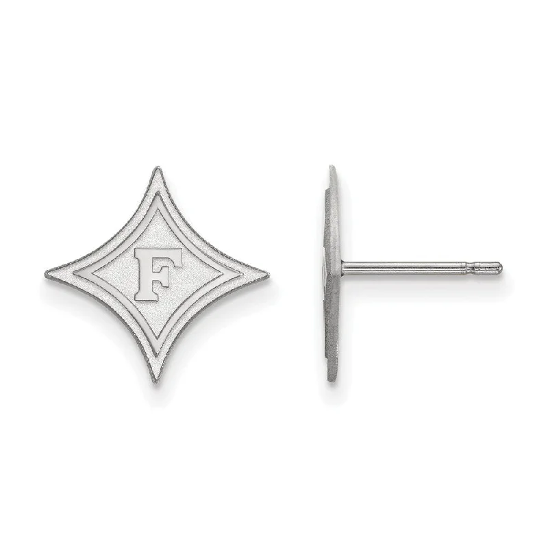 Women’s luxury earrings-10k White Gold Furman University Small Post Earrings