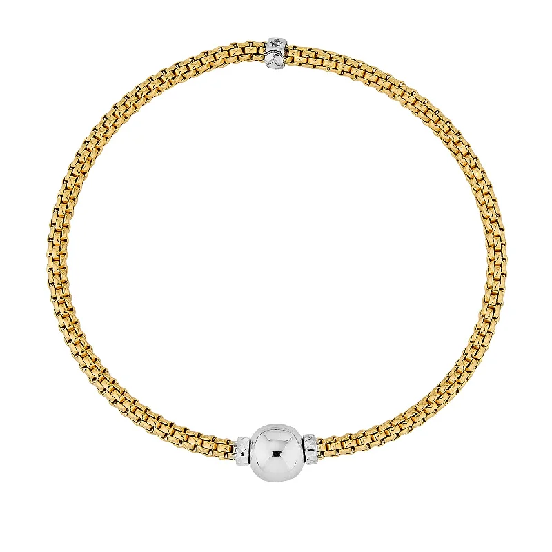 Women’s slim bracelet-14K Two Tone Gold Italian Woven Stretch Bracelet