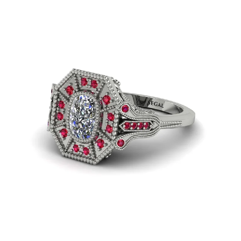 Women’s unique engagement ring setting-Diamond Cushion Cut Art Deco Engagement Ring - Alicia No. 48