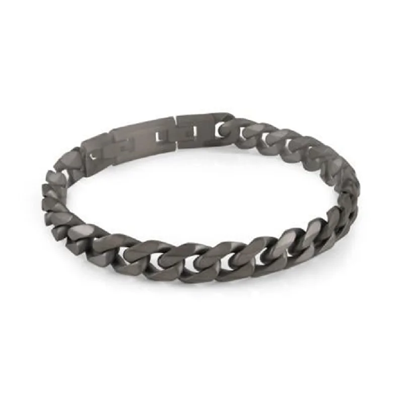 Women’s chic gold bracelet-IP Gunmetal 10mm Curb Chain Men's Bracelet