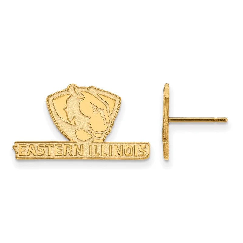 Women’s long earrings-14k Yellow Gold Eastern Illinois University Small Post Earrings