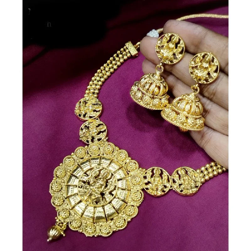 Women’s delicate necklace-Akruti Collection Gold Plated Temple Necklace Set