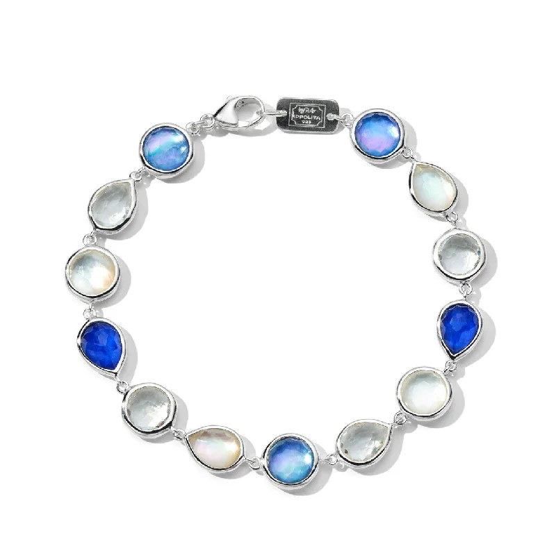 Women’s luxury bangle-Sterling Silver Flexible Bracelet with Multi Stone