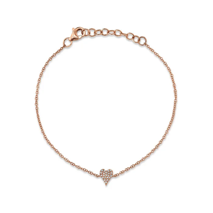 Women’s charm bracelet-14K Rose Gold Diamond Heart Bracelet by Shy Creation