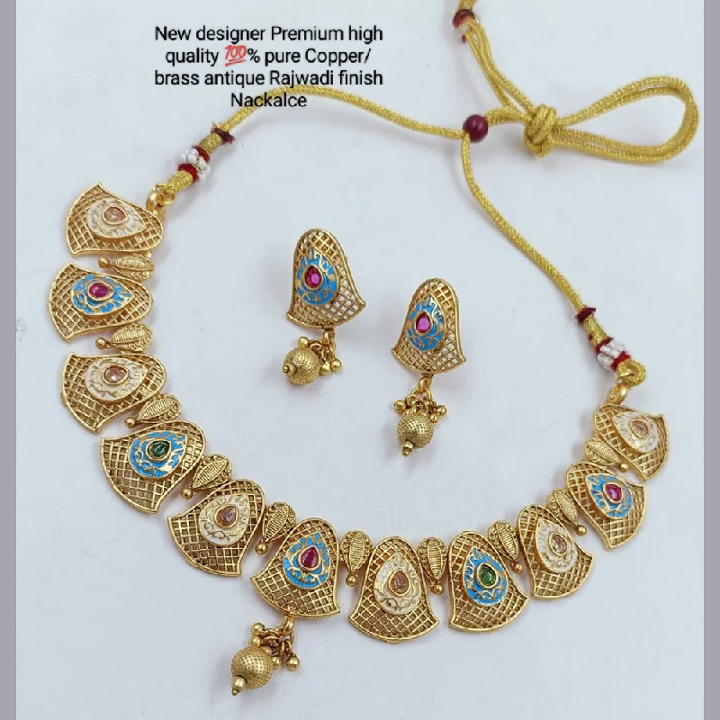 Women’s classic pearl necklace-Manisha Jewellery Gold Plated Pota Meenakari Necklace Set