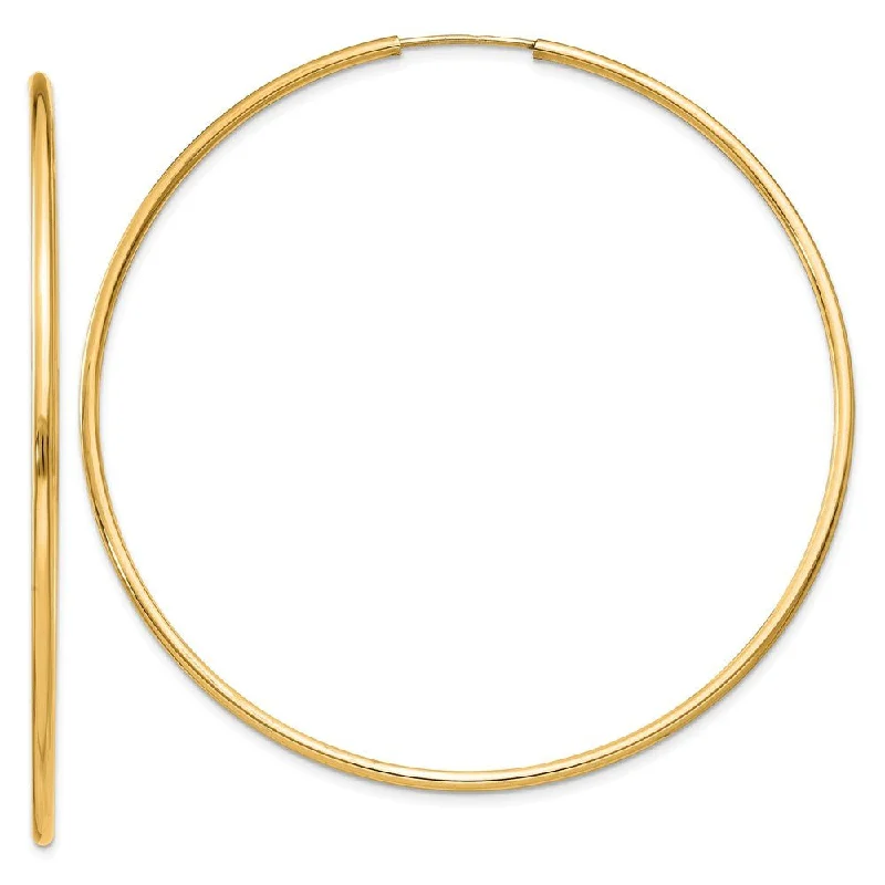 Women’s enamel earrings-1.5mm x 57mm 14k Yellow Gold Polished Round Endless Hoop Earrings