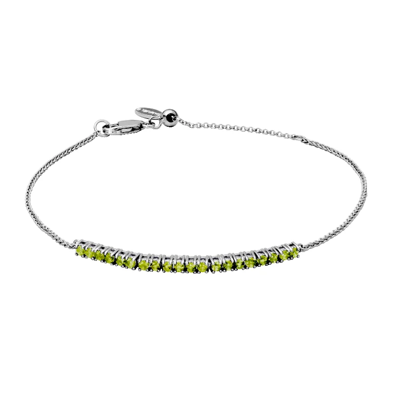 Women’s chic statement bracelet-Sterling Silver Peridot Bolo Bracelet by Samuel B.