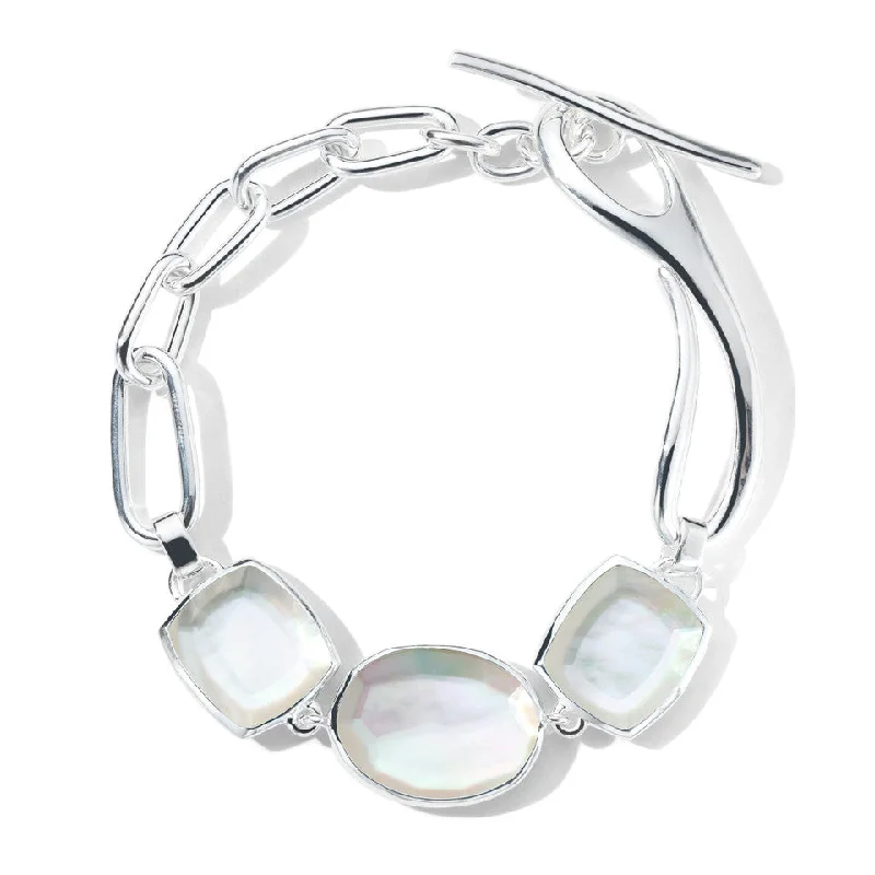 Women’s slim bracelet-Sterling Silver Mixed-Cut Stone & Linea Link Bracelet