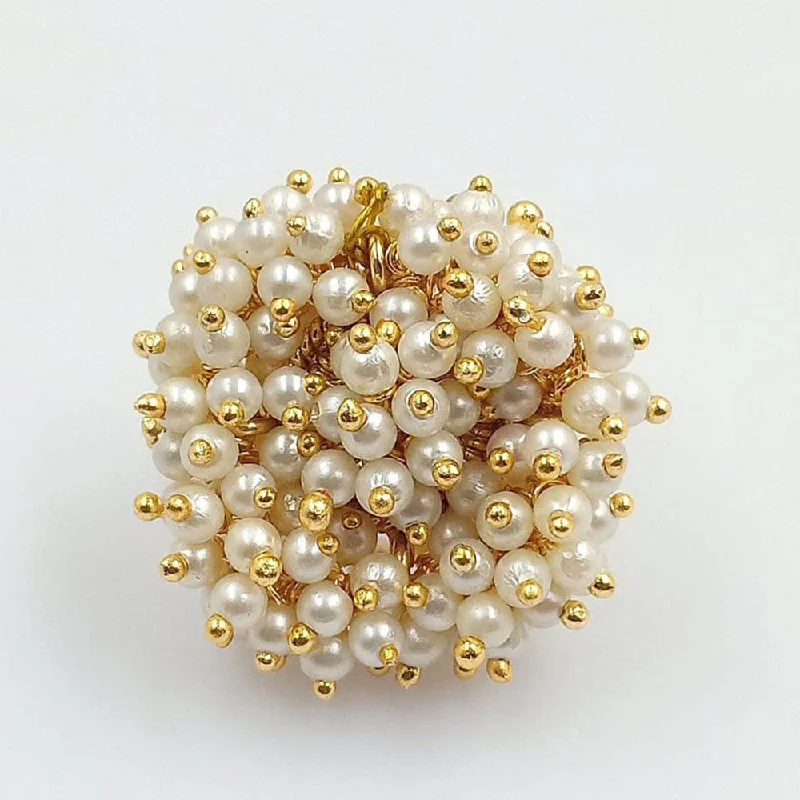 Women’s cushion cut ring-Pooja Bangles Gold Plated Pearl Adjustable Rings