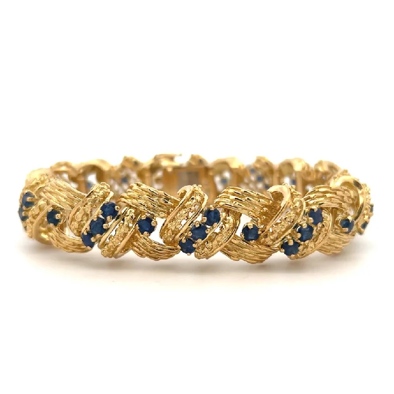 Women’s heart bracelet-Estate 18K Yellow Gold 8.80ctw Blue Sapphire Tiffany & Co. Bracelet