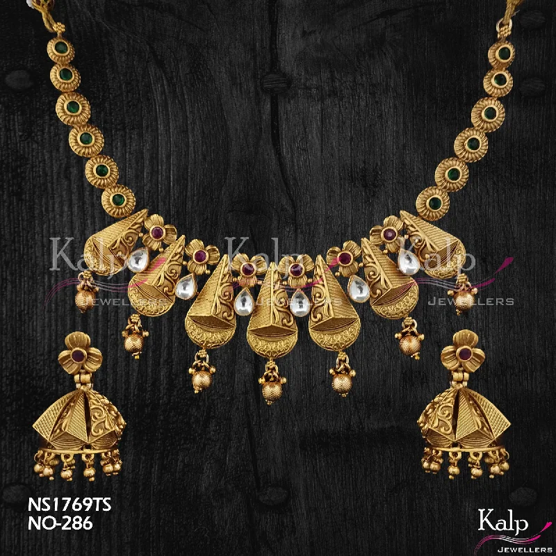 Women’s dainty necklace-Kalp Jewellers Copper Gold Plated Necklace Set