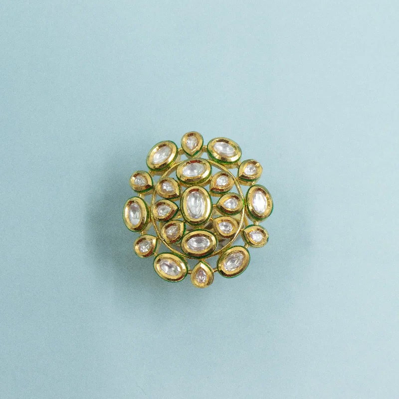 Women’s floral design ring-Nipura Kundan Charu Ring