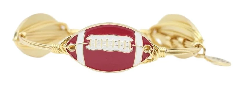 Women’s charm bracelet-The Football Bangle Bracelet - Crimson