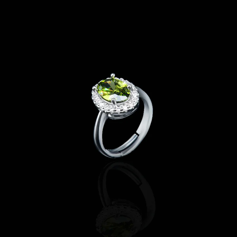 Women’s statement cocktail ring-Nipura Forrest Zircon Halo Ring