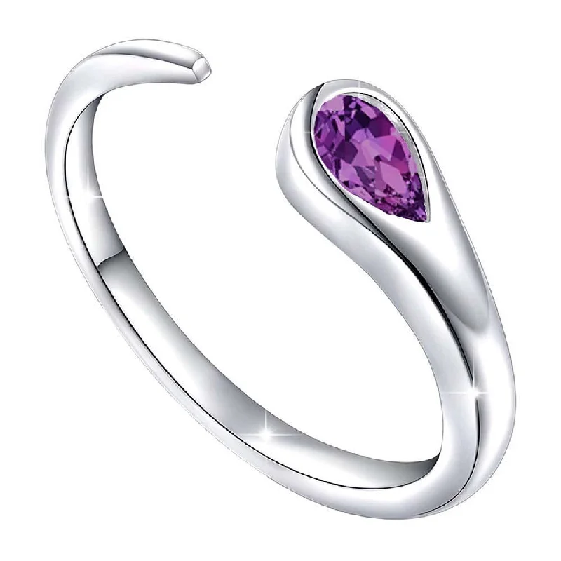 Women’s gemstone cocktail ring-Mahi Sparkling Purple Cz Open Wrap Adjustable Finger Ring