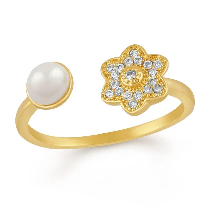 Women’s round-cut diamond ring-Mahi Floral Love Adjustable Finger ring