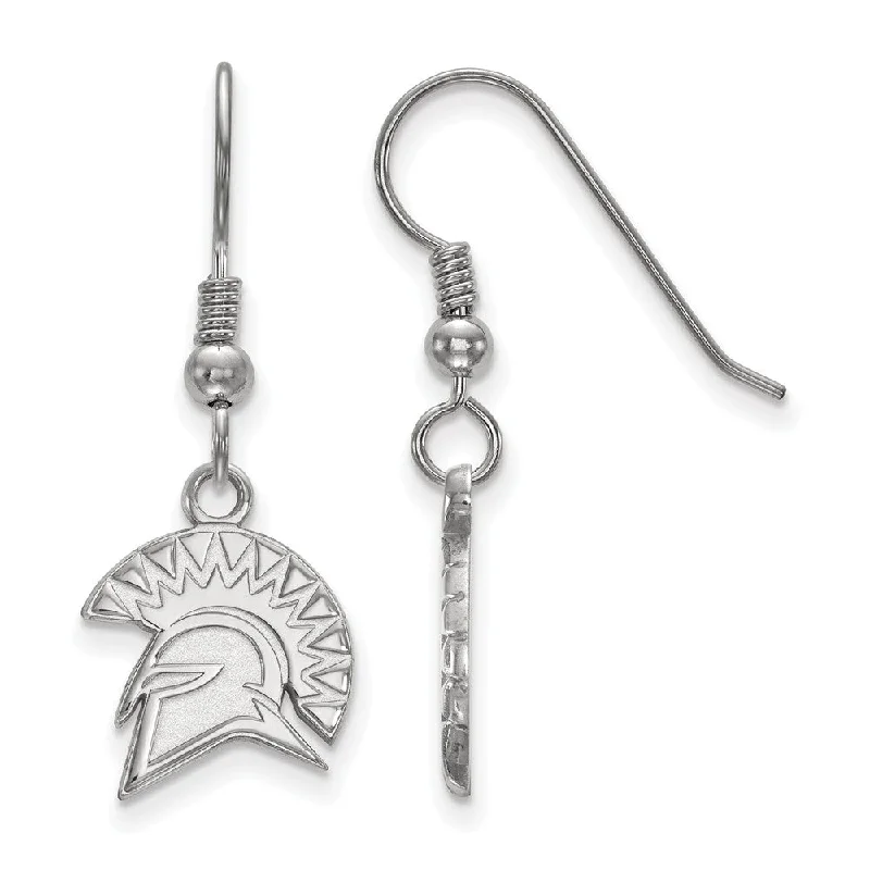 Women’s engraved earrings-Sterling Silver San Jose State University Small Dangle Earrings