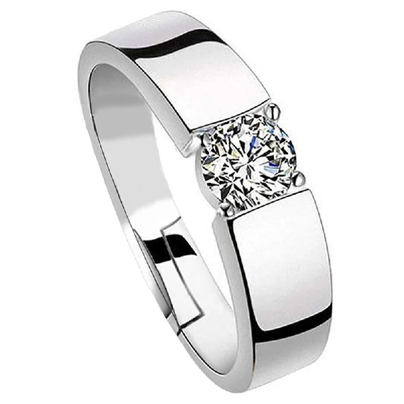 Women’s black diamond ring-Mahi Elegant Classic Solitaire Adjustable Ring With Cubic Zirconia