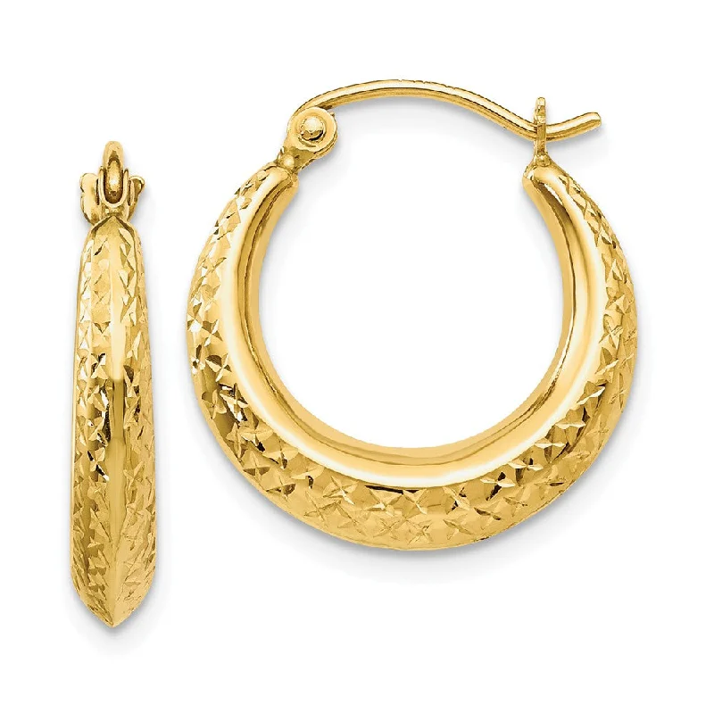 Women’s gemstone earrings-Textured Hollow Round Hoop Earrings in 14k Yellow Gold