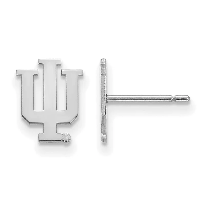 Women’s sapphire earrings-14k White Gold Indiana University XS (Tiny) Post Earrings