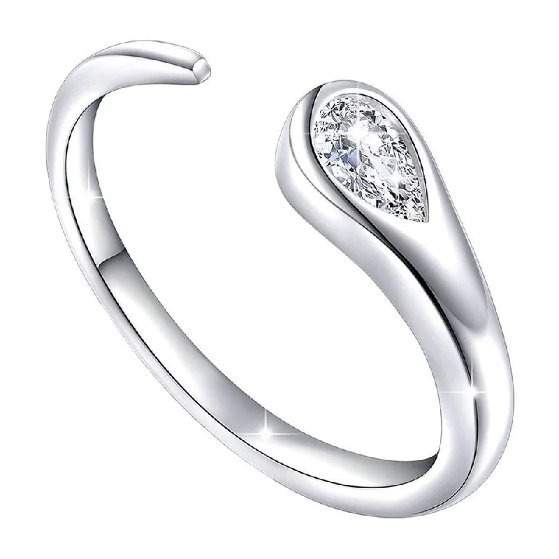 Women’s signet diamond ring-Mahi Exquisite White Solitaire Gleaming Cz Open Wrap Adjustable Finger Ring