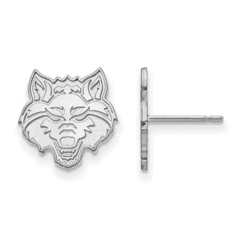 Women’s simple stud earrings-10k White Gold Arkansas State University Small Post Earrings