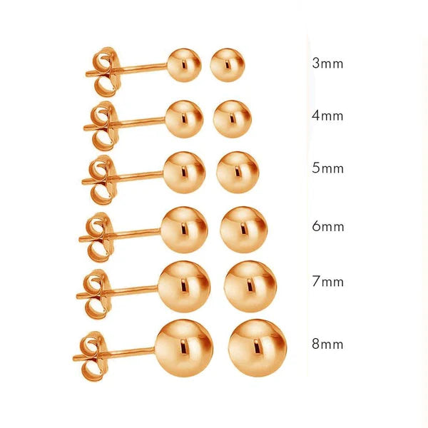 Women’s elegant stud earrings-Rose Gold Plated 925 Sterling Silver Bead Stud Earrings