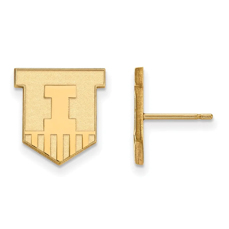 Women’s diamond stud earrings-14k Yellow Gold University of Illinois Small Post Earrings