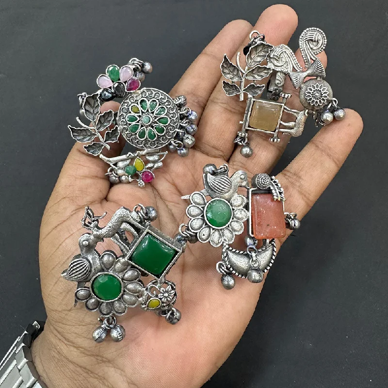 Women’s handmade ring-Manisha Jewellery Oxidised Plated Pota Stone Rings (Assorted Design 1 Piece)