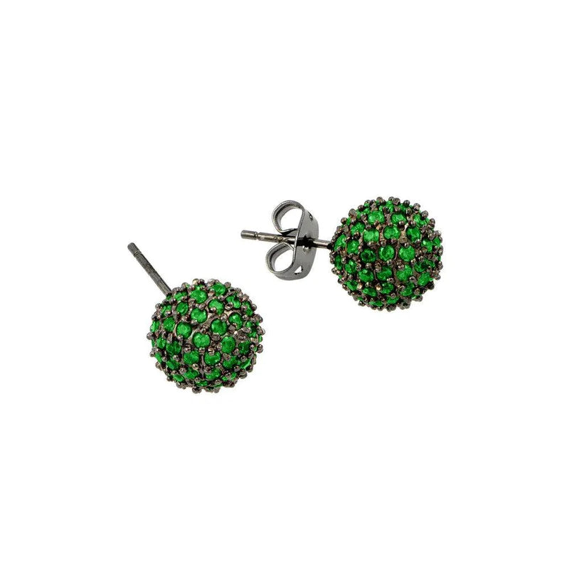 Women’s creative gemstone earrings-Silver 925 Rhodium Plated Green CZ Stud Earrings