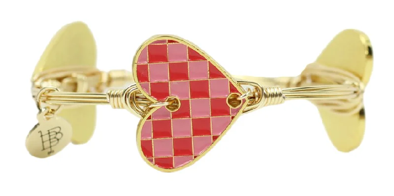 Women’s luxury bangle-The Checkered Heart Bangle Bracelet