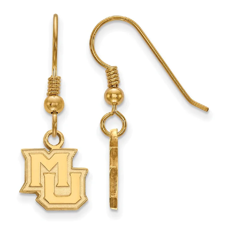 Women’s square earrings-14k Gold Plated Silver Marquette University XS (Tiny) Dangle Earrings