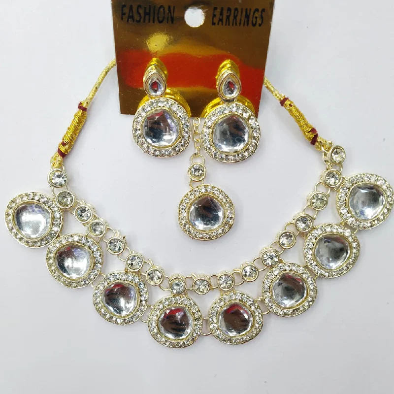 Women’s white gold necklace-Manisha Jewellery Gold Plated Austrian Stone And Crystal Stone Necklace Set