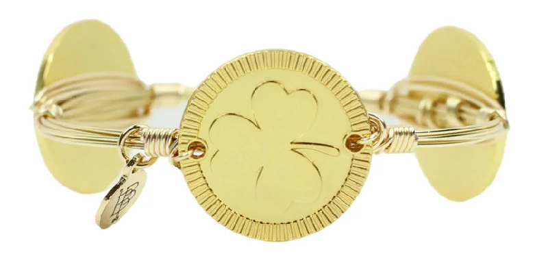 Women’s vintage bangle-The Gold Shamrock Bangle Bracelet