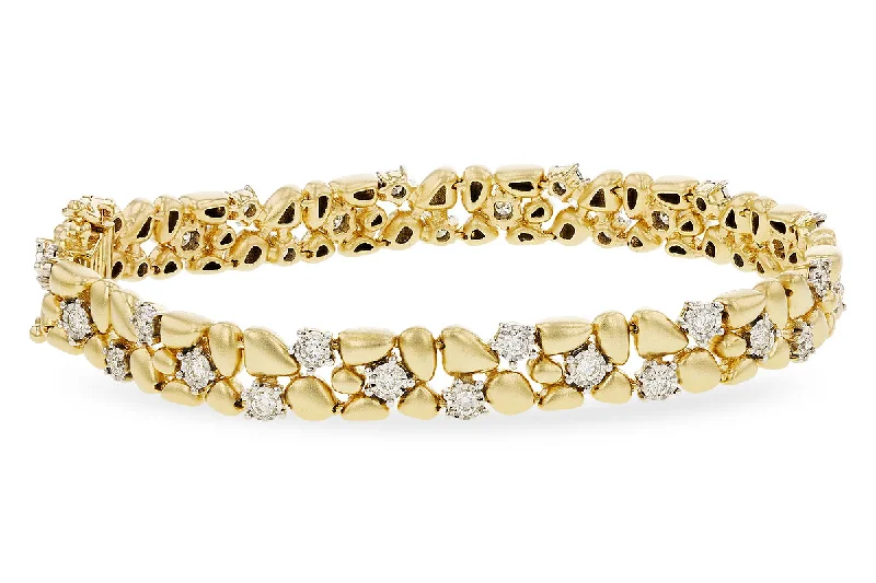 Women’s statement cuff bracelet-14K Yellow Gold 1.00ctw Diamond Pebble Bracelet by Allison Kaufman