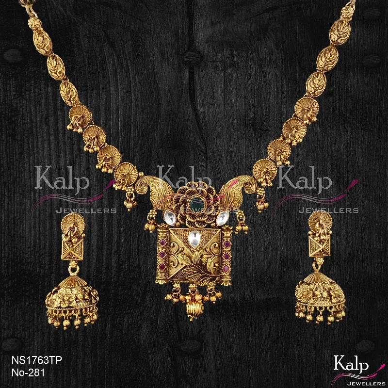 Women’s minimalist pendant necklace-Kalp Jewellers Copper Gold Plated Necklace Set