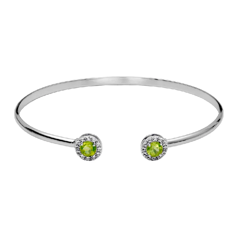 Women’s gold-plated bracelet-Sterling Silver Peridot & White Topaz Halo Cuff Bracelet by Samuel B.