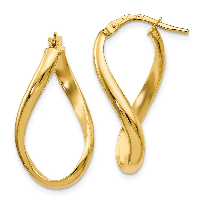 Women’s casual earrings-2.7mm Freeform Oval Hoop Earrings in 14k Yellow Gold, 24mm (15/16 in)