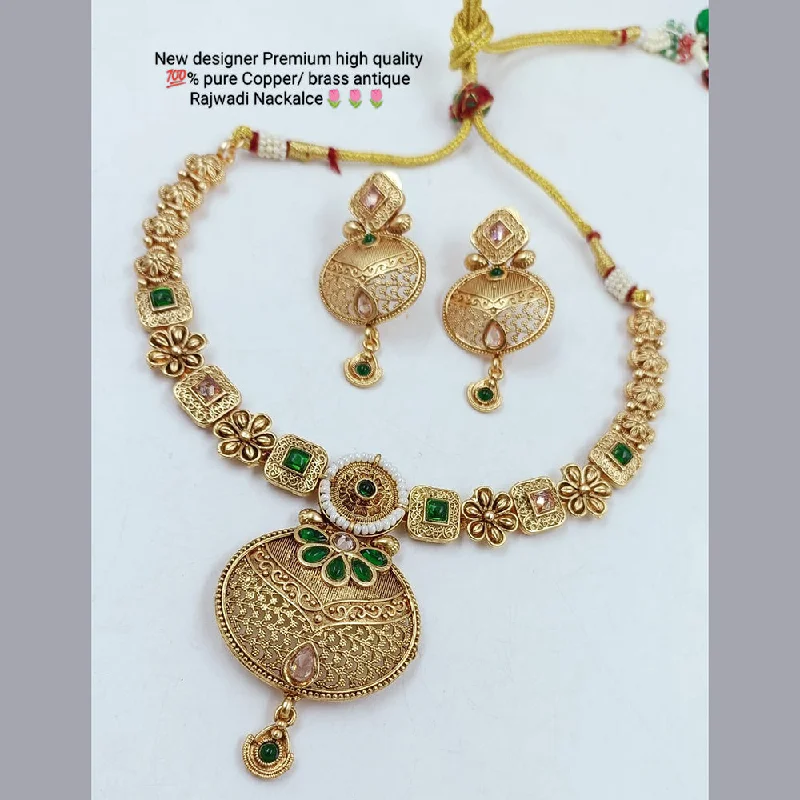 Women’s butterfly necklace-Manisha Jewellery Gold Plated Pota Stone Necklace Set