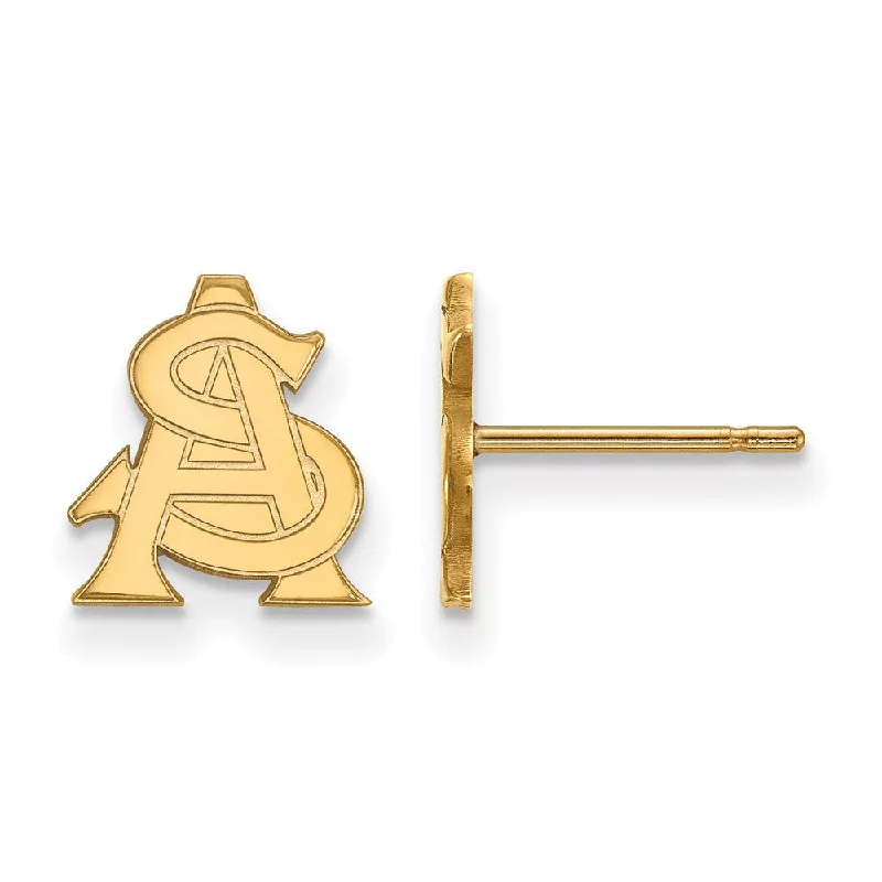 Women’s signature earrings-14k Yellow Gold Arizona State University XS (Tiny) Post Earrings