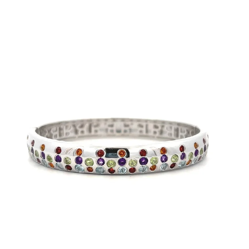 Women’s braided bracelet-Sterling Silver Multi Gemstone Bangle Bracelet by Samuel B.