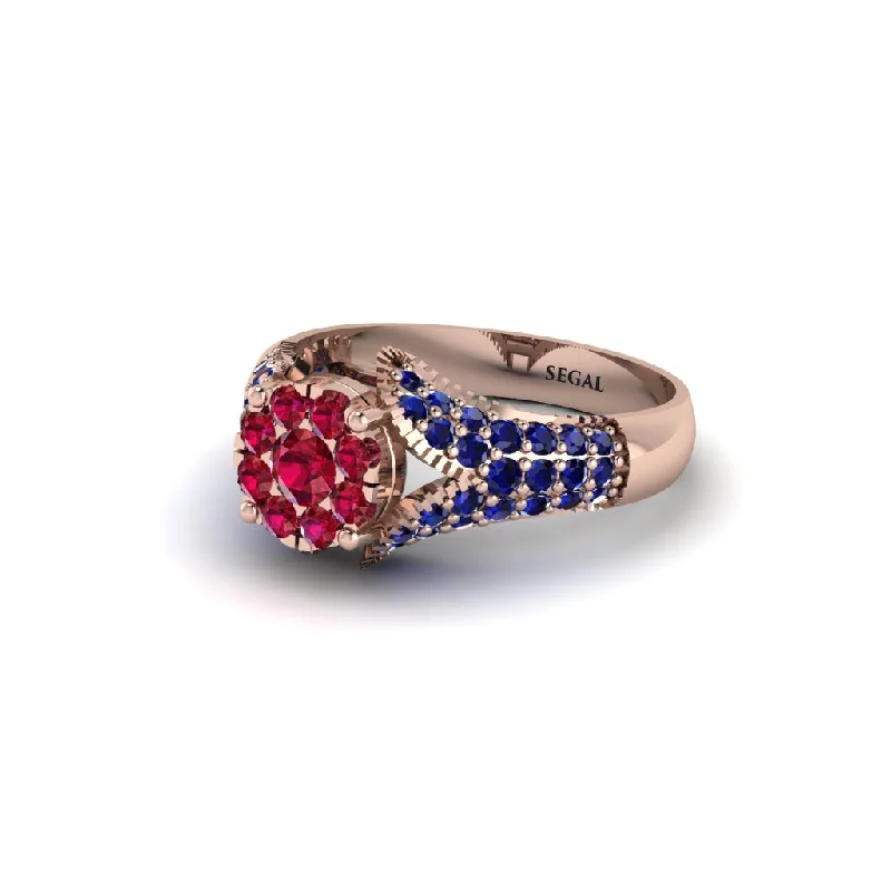 Women’s gemstone wedding ring-Sapphire Floral Cluster Engagement Ring  - Penelope No. 71