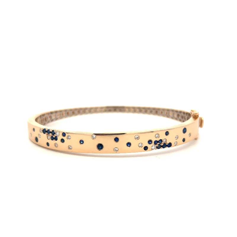 Women’s infinity bracelet-14K Yellow Gold 0.79ctw Round Blue Sapphire & Diamond Bangle Bracelet