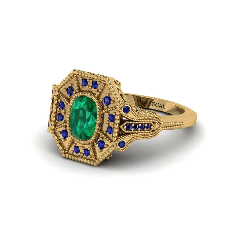 Women’s antique engagement ring-Emerald Cushion Cut Art Deco Engagement Ring - Alicia No. 64