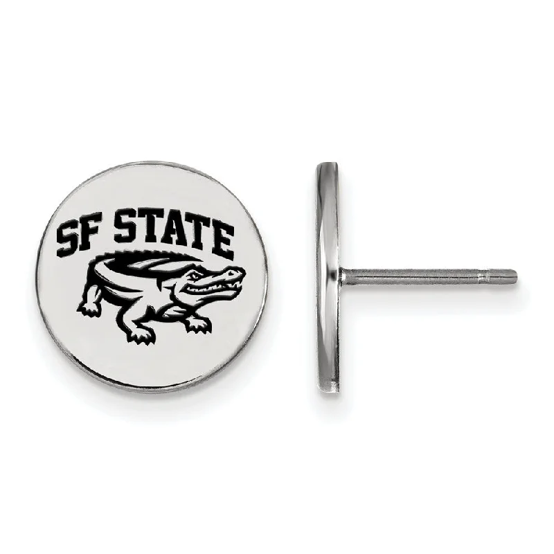 Women’s gold earrings-Sterling Silver San Francisco State U Small Enamel Disc Earrings